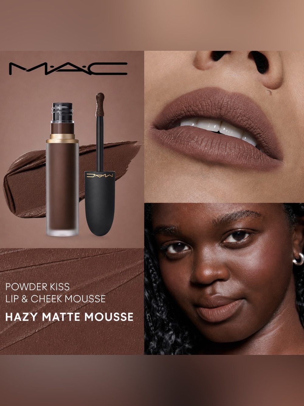 NEW✅ MAC Cosmetics Powder Kiss Lip & Cheek Mousse - Hazy Matte Mousse • Chestnut